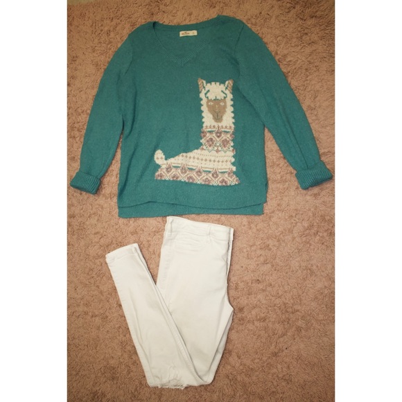 Hollister Sweaters - NWOT Hollister Llama Christmas Sweater, Vneck